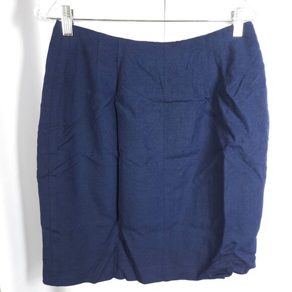 VTG Talbots Women 14 Navy Blue Pencil Knee Length Viscose Linen Skirt USA Made - Picture 2 of 5